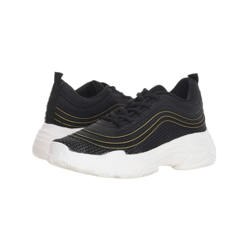 Steven By Steve Madden Massey Black and Gold Sneaker Sneaker Size 9